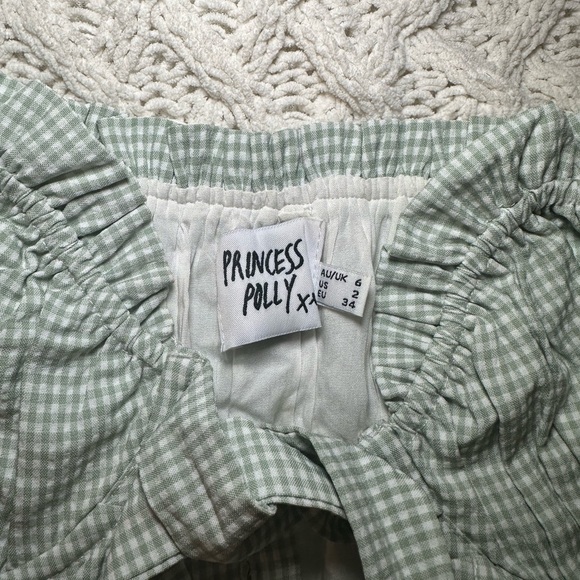 Green checkered princess Polly crop top - Picture 2 of 2